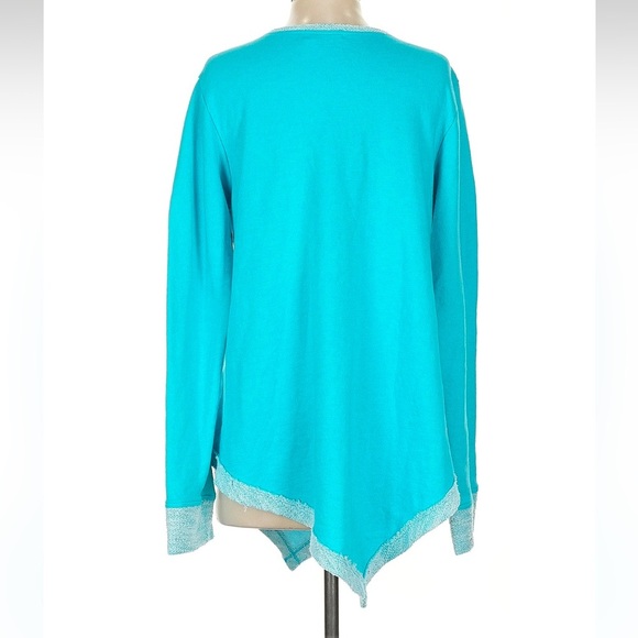 Fresh Produce Blue French Terry Asymmetric Hem Oversized Tunic Top Size XS S - Picture 3 of 6